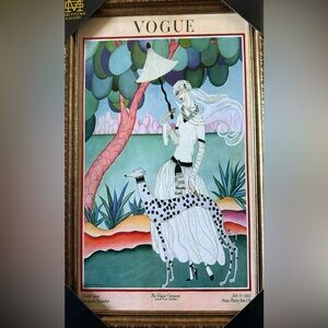 Vogue Magazine January 1922 Cover Elegant Art Deco Lady w/ Dog Framed Art Print